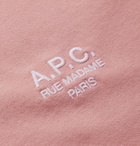 A.P.C. - Raymond Logo-Embroidered Cotton-Jersey T-Shirt - Pink