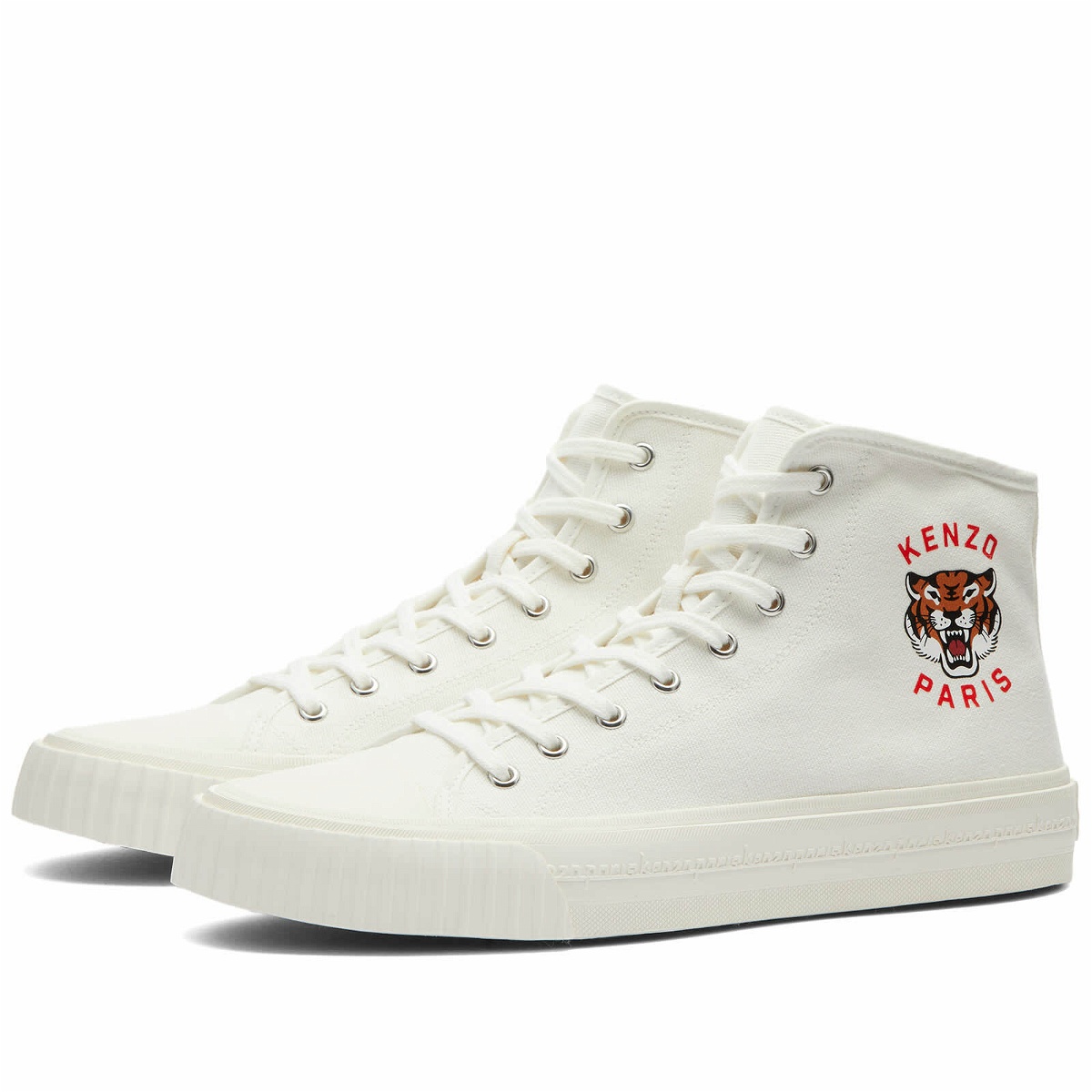 Photo: Kenzo Men's High Top Canvas Sneakers in White