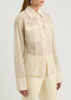 Clea Mason Semi-sheer Wool-blend Shirt Cream