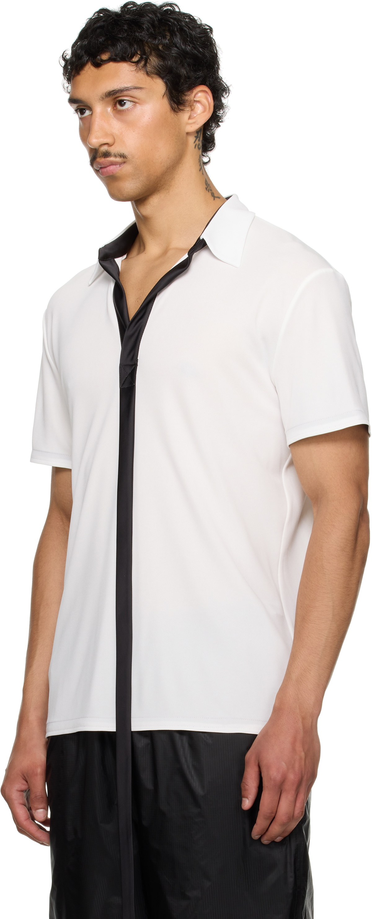 AARON ESH SSENSE Exclusive White Satin Strip Polo