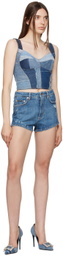 Dolce & Gabbana Blue Patchwork Corset