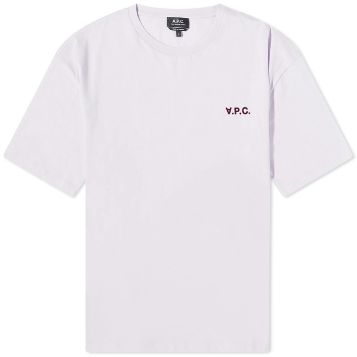 Photo: A.P.C. Men's Joachim Small VPC Logo T-Shirt in Lilac