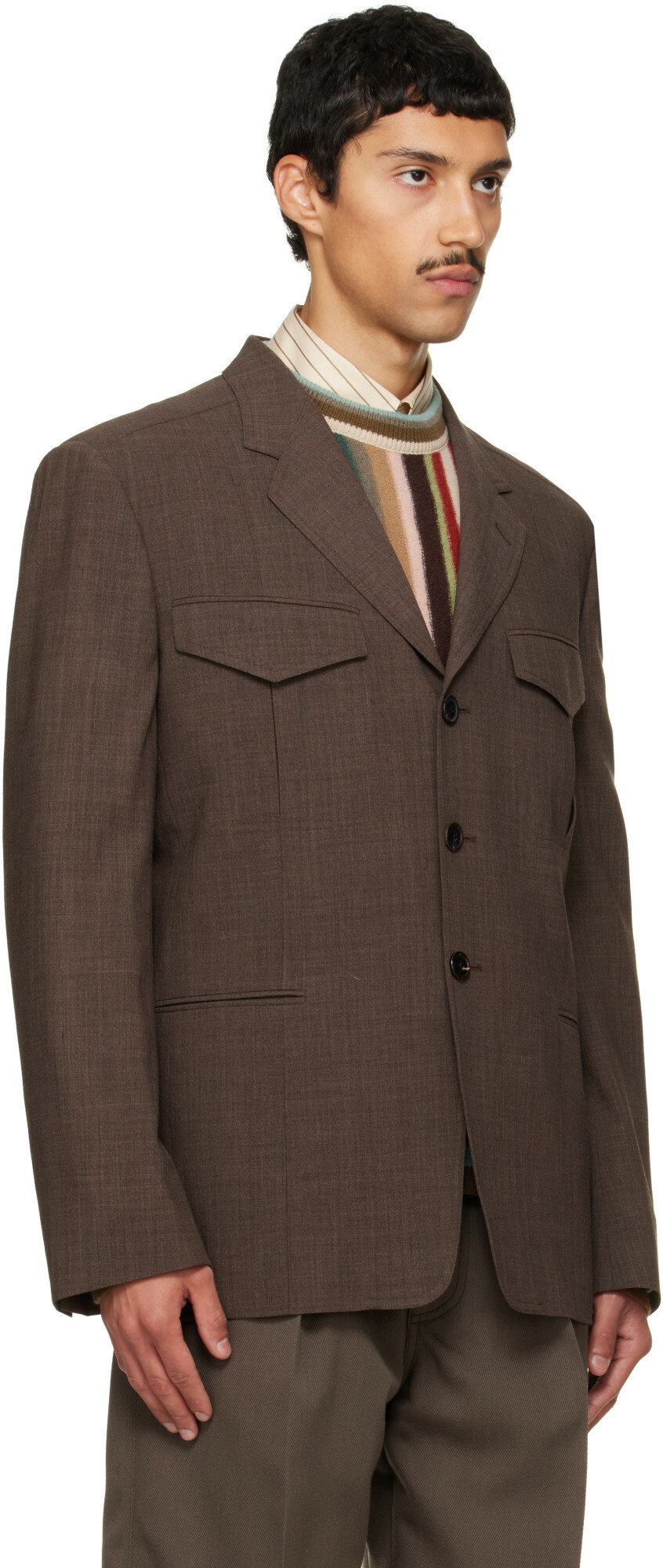 Paul Smith Brown Crêpe Four-Pocket Blazer