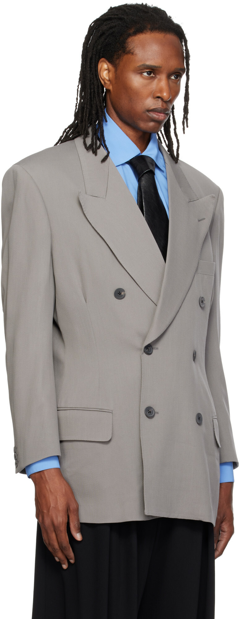SOSHIOTSUKI Gray 80s Classic 6B Shaped Blazer