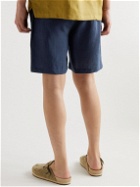 De Bonne Facture - Wide-Leg Linen Drawstring Shorts - Blue