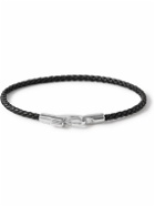 Miansai - Rhodium-Plated Sterling Silver and Braided Leather Bracelet - Black