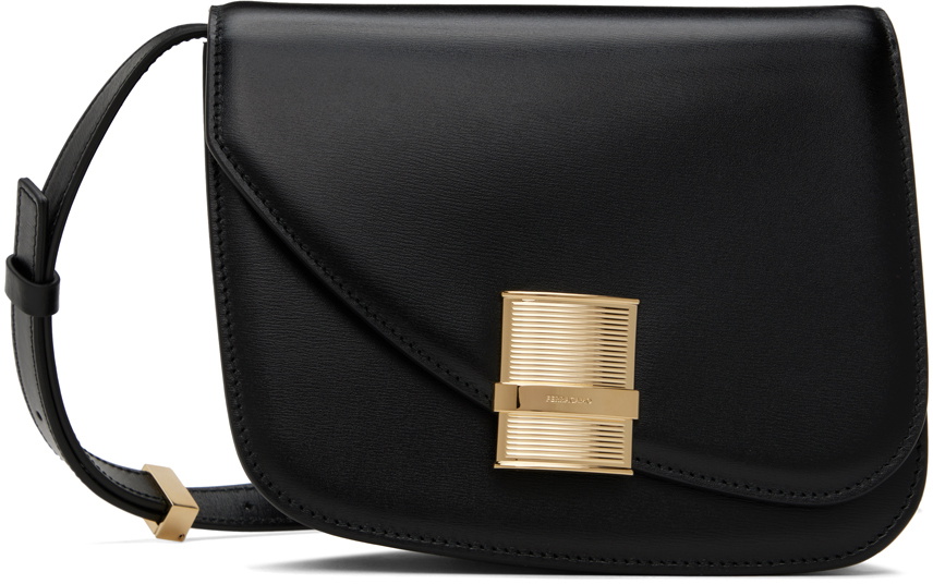 Ferragamo Black Small Fiamma Crossbody Bag