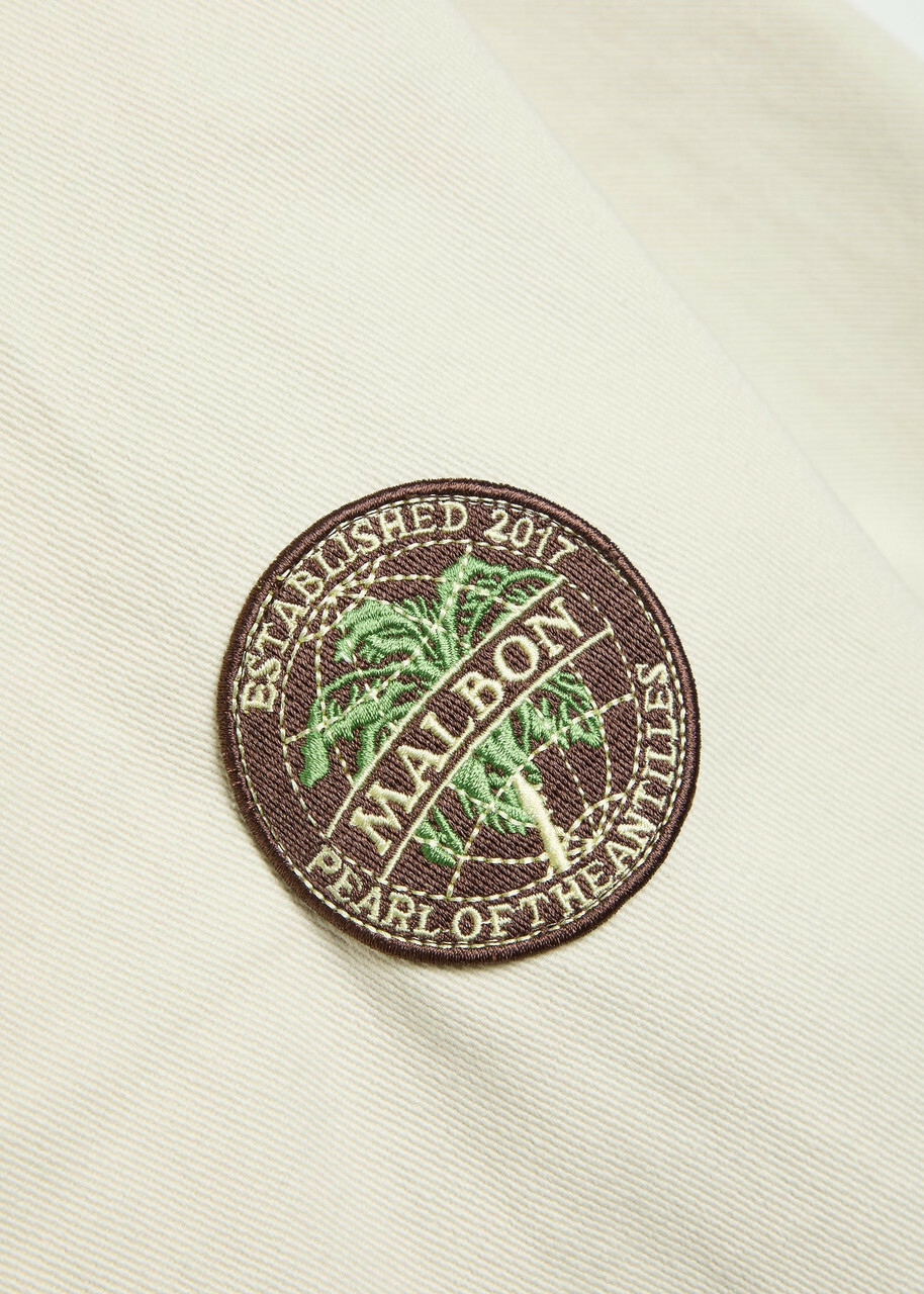 Malbon Harvets Embroidered Stretch-denim Jacket Cream