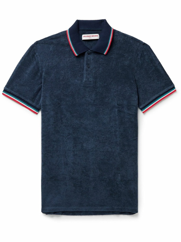 Photo: Orlebar Brown - Jarrett Striped Cotton-Terry Polo Shirt - Blue