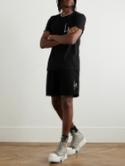 Local Authority LA - LA Slash Straight-Leg Logo-Embroidered Cotton-Jersey Shorts - Black