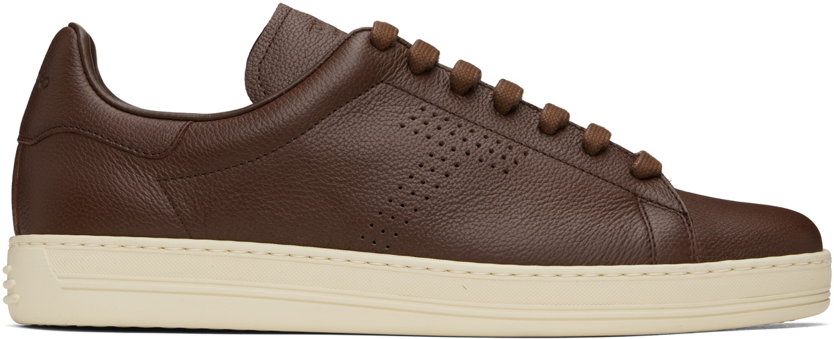 Tom Ford Mens Warwick Grained Leather Low-Top Sneakers TOM FORD Men main image 3