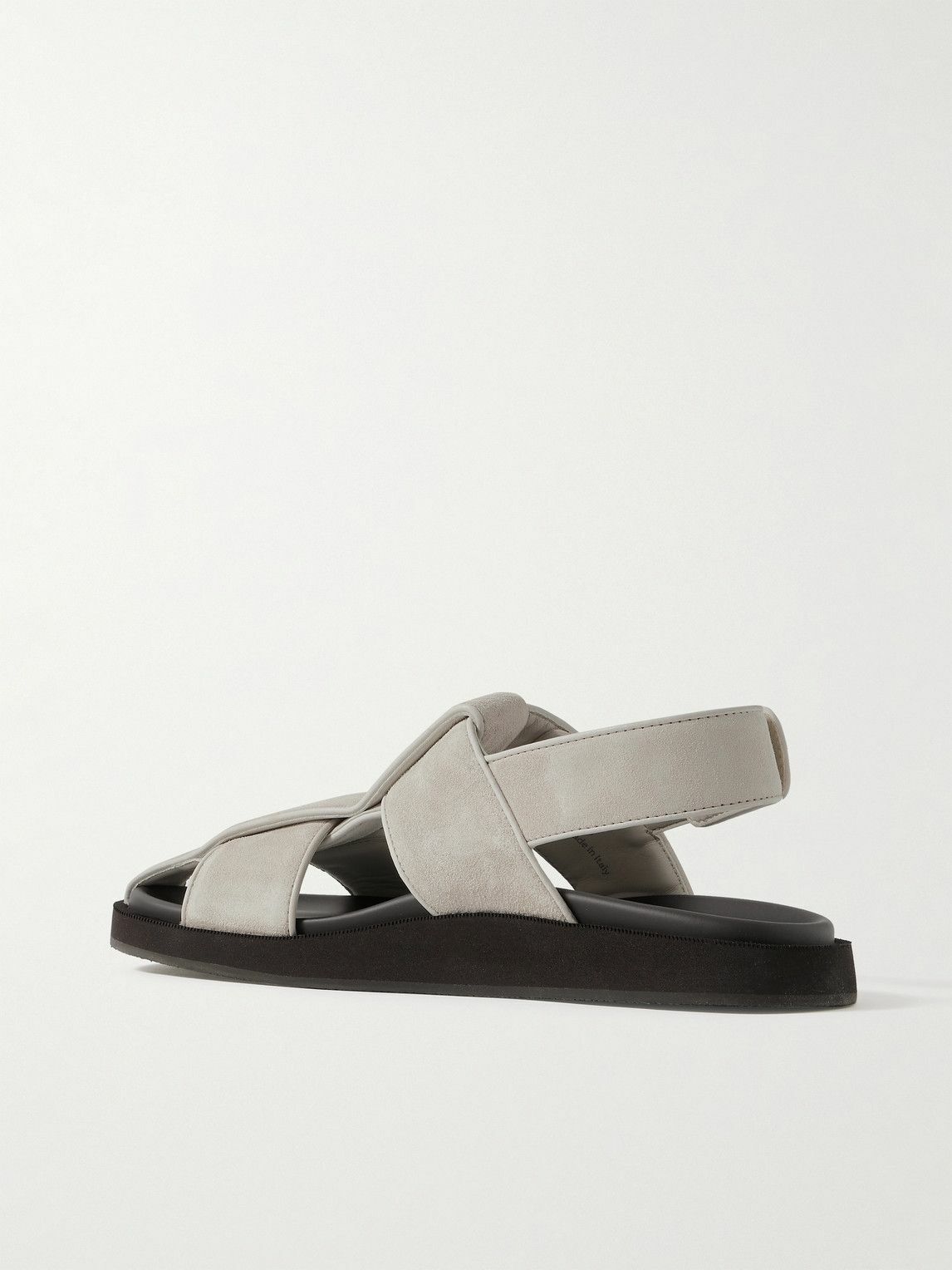 John Lobb - Milford Leather-Trimmed Suede Sandals - Gray