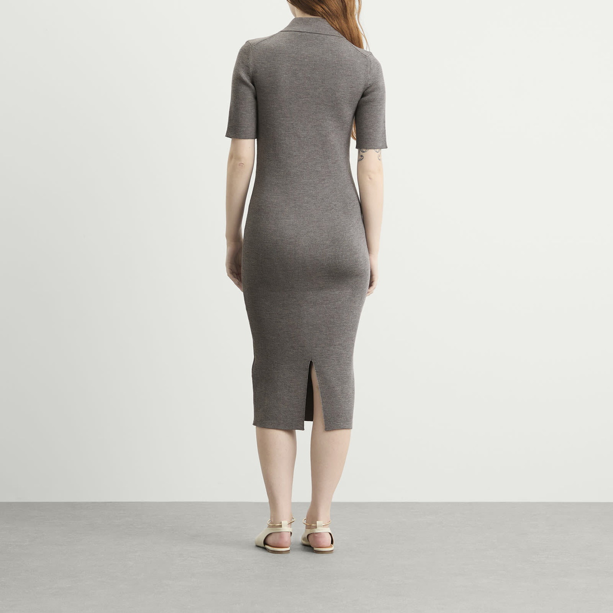 Jil Sander Women's Knitted Polo Midi Dress in London Fog