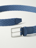 Anderson's - 3.5cm Leather-Trimmed Waxed-Cotton Belt - Blue