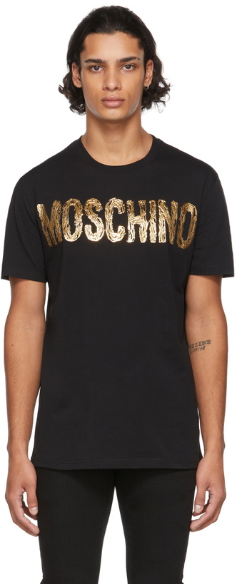 Photo: Moschino Black Metallic Logo T-Shirt