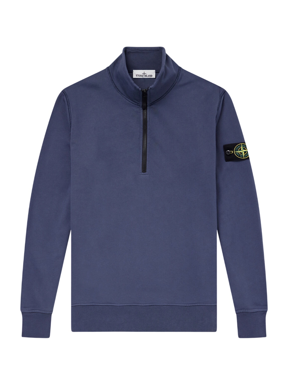 Stone Island Men's Garment Dyed Half Zip Sweat in Black Stone Island