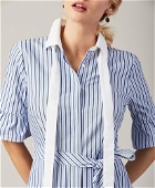Brooks Brothers Women's Striped Bell-Sleeve Shirt Dress | Blue