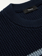 Theory - Gary Striped Cotton and Cashmere-Blend Sweater - Blue