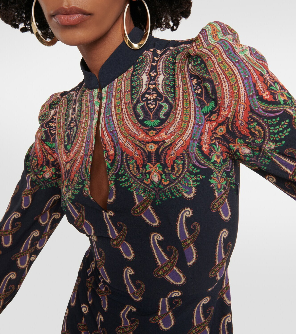 オールインワン・サロペット Etro Fitted Midi Dress With Intricate Paisley Hem Etro Paisley-Print Puff-Sleeve Midi Dress - Bergdorf Goodman