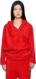 Bless Red BathrobeV-hood Terrycloth Hoodie