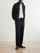 James Perse - Straight-Leg Linen-Blend Canvas Drawstring Trousers - Black