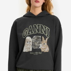 GANNI Women's Isoli Oversize Animals Crop Hoodie in Phantom