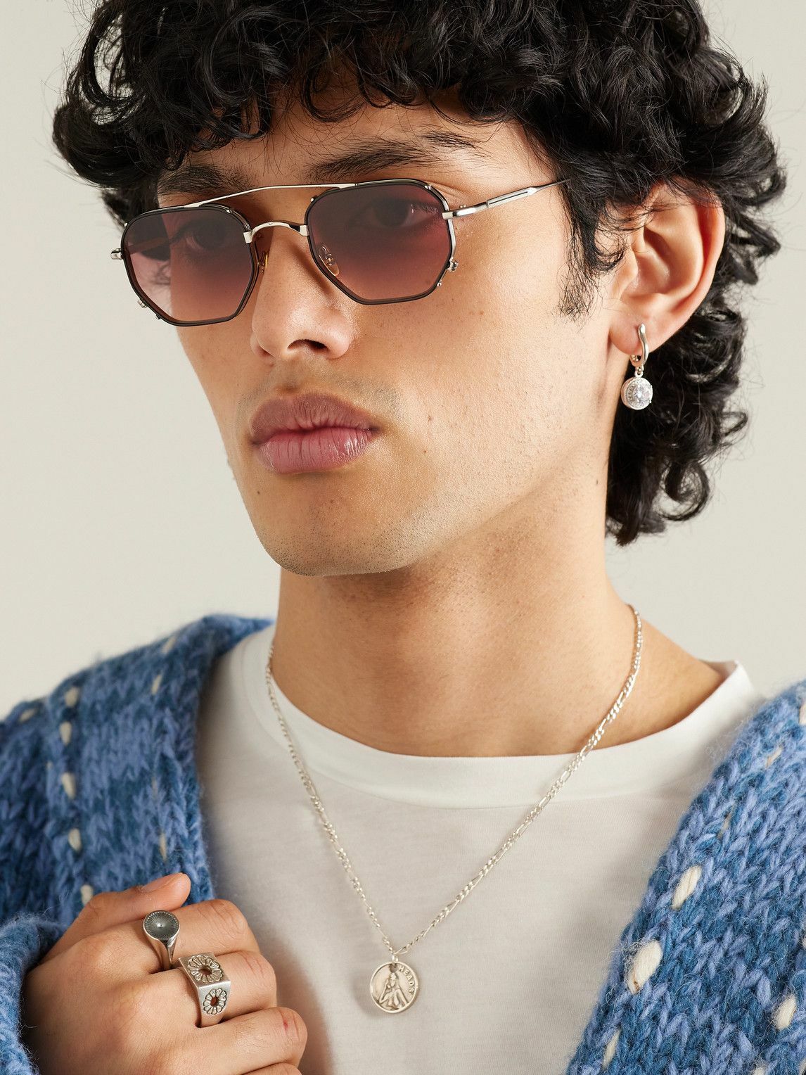 Jacques Marie Mage - Marbot Aviator-Style Silver-Tone and Acetate