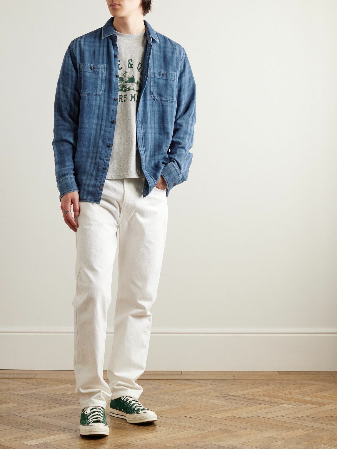 Faherty - Malibu Checked Organic Cotton-Flannel Shirt - Blue