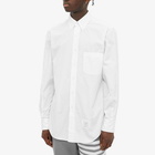 Thom Browne Men's Grosgrain Placket Solid Poplin Shirt in White