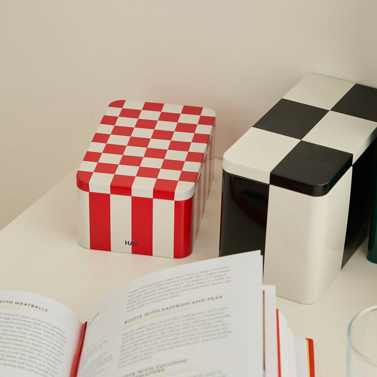HAY Tin Container - Small in Red/Off-White 