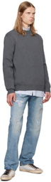 Golden Goose Gray Round-Neck Logo Sweater