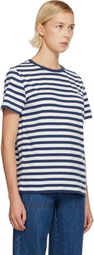 A.P.C. White & Navy Standard 'A.P.C. Brodé' T-shirt