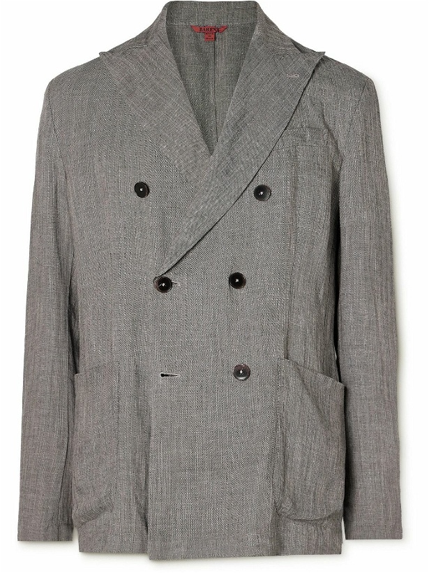 Photo: Barena - Double-Breasted Unstructured Woven Suit Jacket - Black
