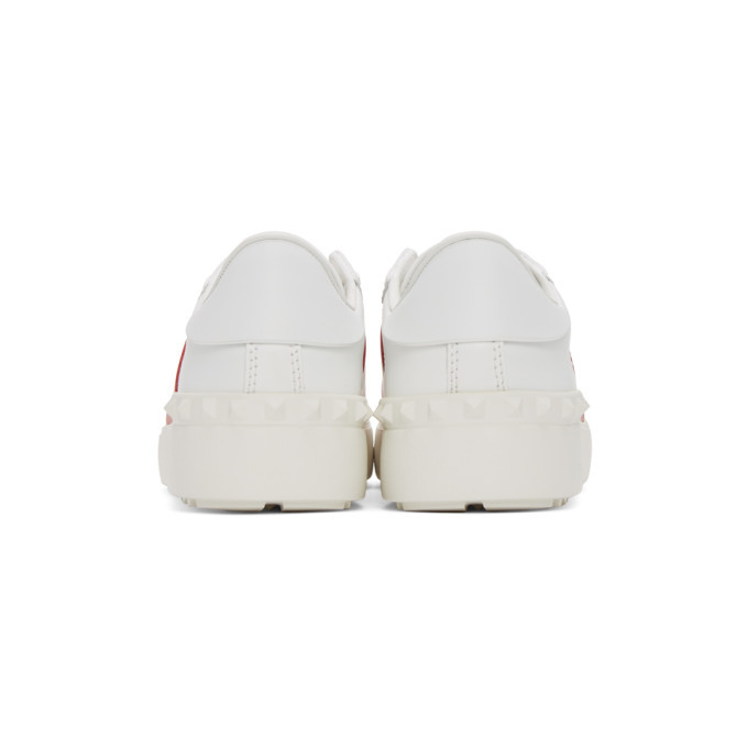Valentino White and Red Valentino Garavani Rockstud Open Sneakers