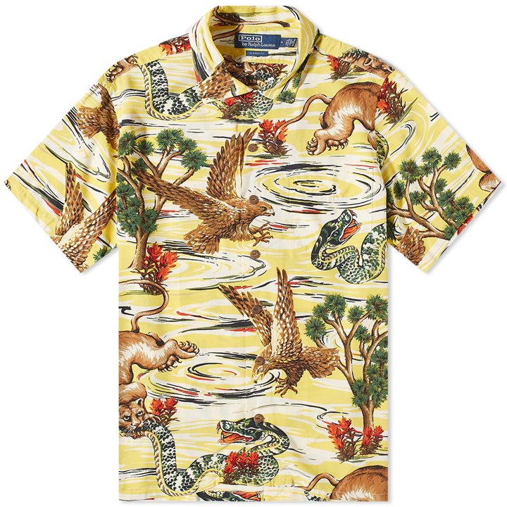 Photo: Polo Ralph Lauren Men's Eagles Print Vacation Shirt in Land/Sky Hawaiian