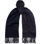 J.Crew - Fringed Checked Cashmere Scarf - Navy