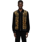 WACKO MARIA Black and Brown Corduroy Leopard 50s Jacket