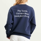 Sporty & Rich Women's Play Tennis Crew Sweatshirt in Dark Navy