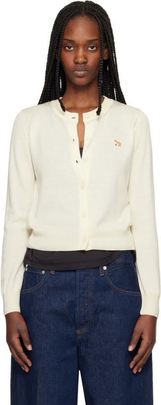 Photo: Maison Kitsuné Off-White Baby Fox Merino Regular Cardigan