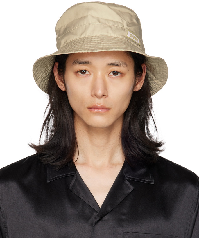 Photo: GANNI Beige Logo Patch Bucket Hat