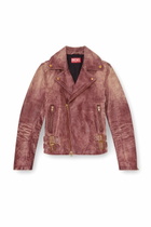 Diesel Biker jacket in treated leather - Leather jackets Mens in Red