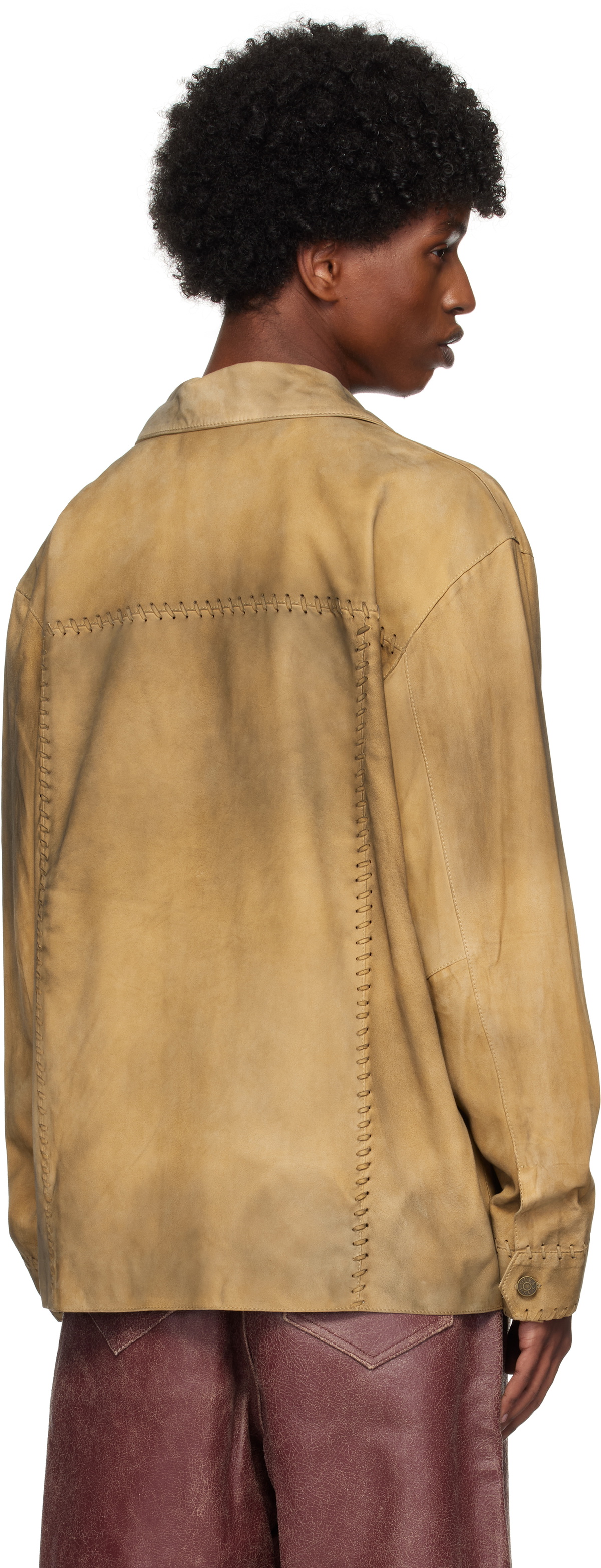 GUESS USA Brown Washed Suede Shirt