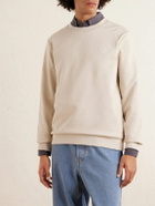 A.P.C. - Logo-Embroidered Cotton-Blend Jersey Sweatshirt - Neutrals
