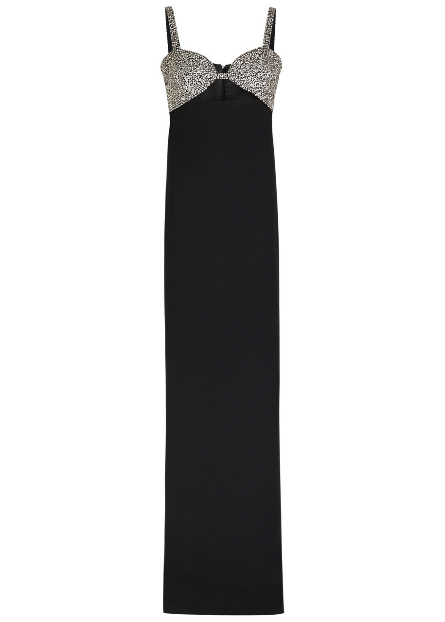 The New Arrivals Ilkyaz Ozel Lux In Orphéon Crystal-embellished Crepe Gown Black