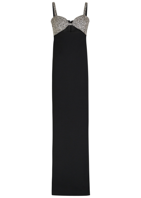 Photo: The New Arrivals Ilkyaz Ozel Lux In Orphéon Crystal-embellished Crepe Gown Black