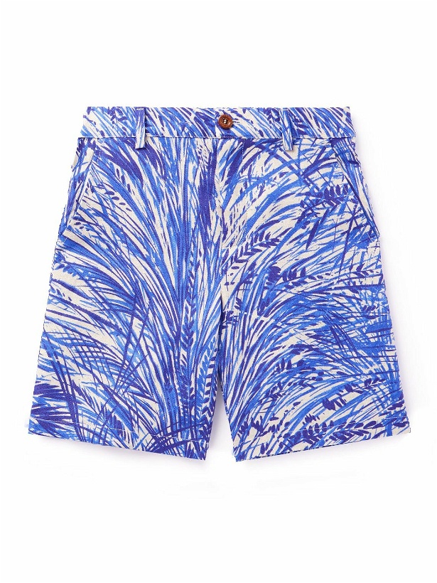 Photo: Loro Piana Kids - Loris Printed Linen Bermuda Shorts - Blue