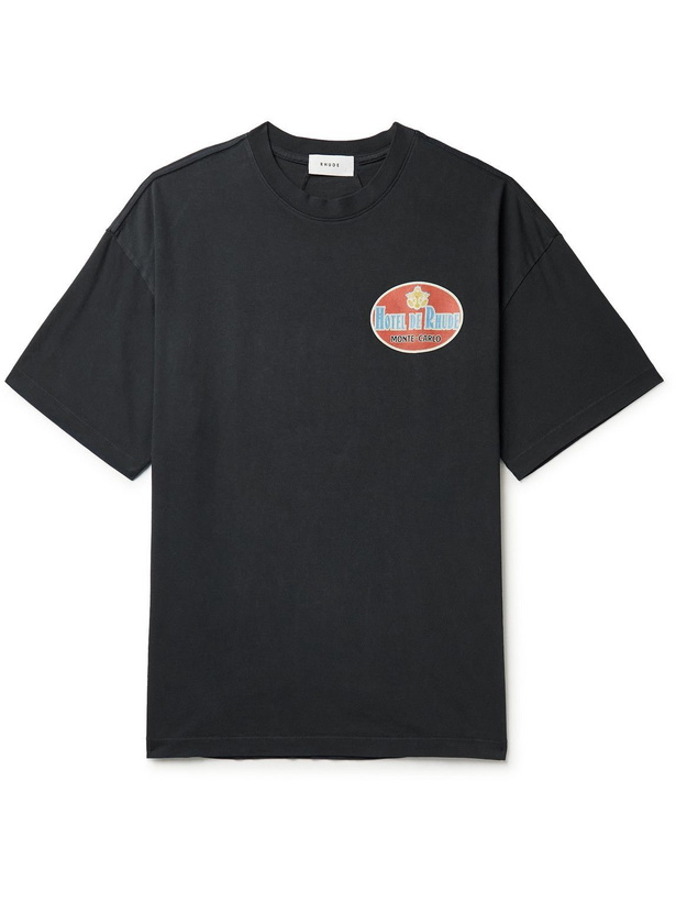 Photo: Rhude - Printed Cotton-Jersey T-Shirt - Black