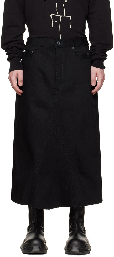 Photo: Rick Owens Drkshdw Black Godet Denim Midi Skirt