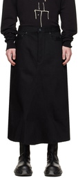 Rick Owens Drkshdw Black Godet Denim Midi Skirt