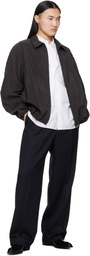 ssstein Brown Silk Nylon Collared Zip Jacket